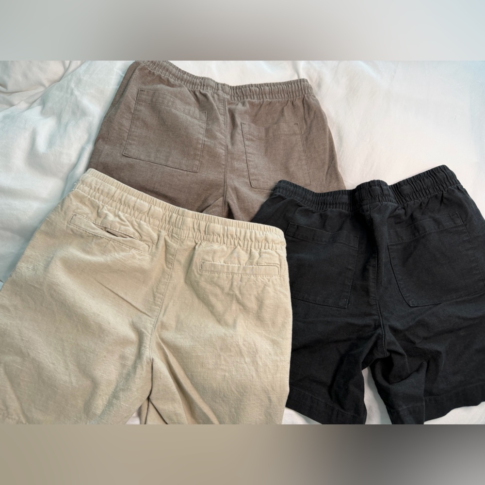 Boys Neutral Tone Linen Shorts - Beige, Taupe, Black - Picture 2 of 3
